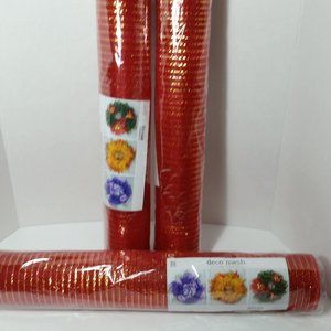 Red & Gold Deco Mesh 21" Wreaths Crafts 3 Rolls